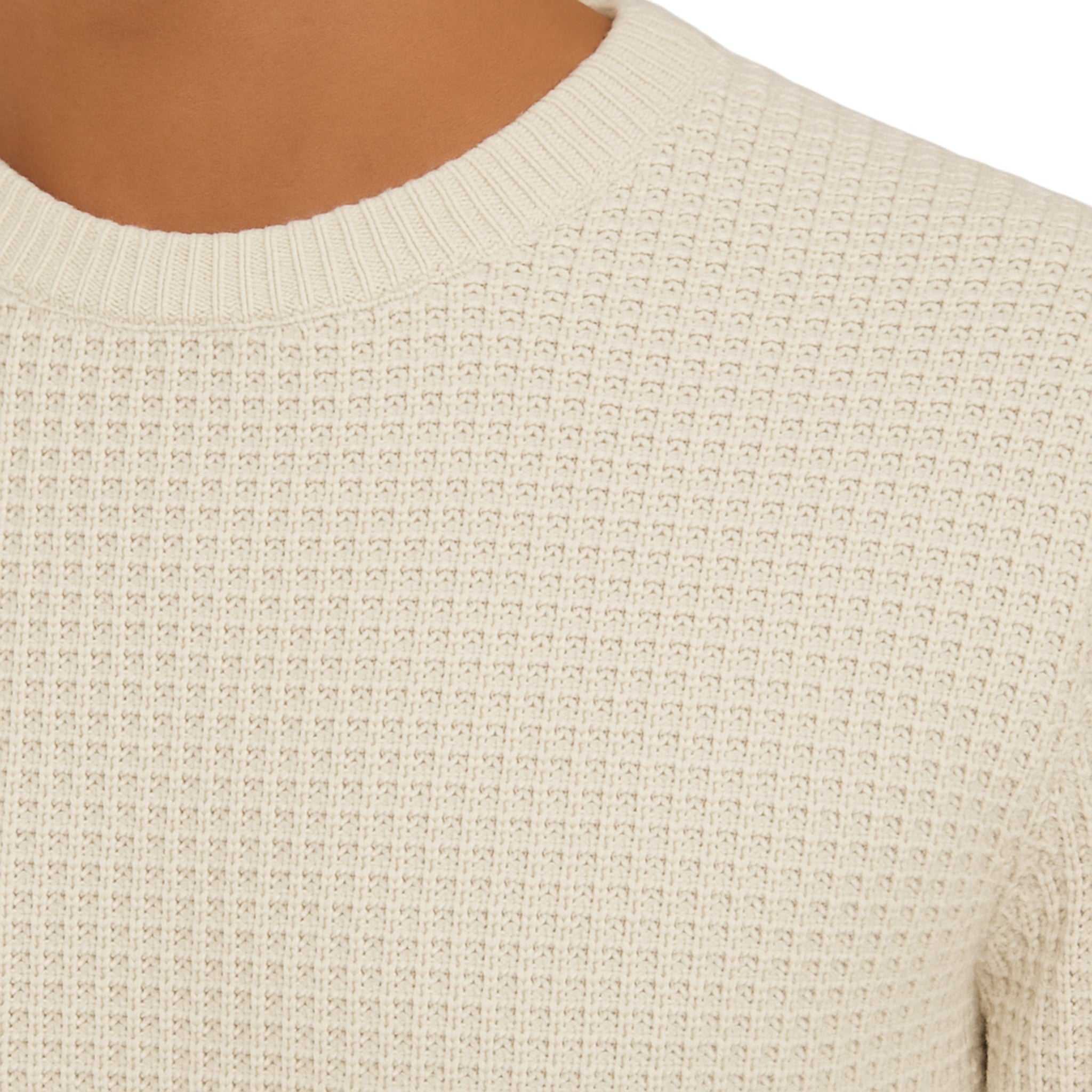 Men’s Ex Store Jack & Jones chunky knit jumper in white / sea salt – ribbed crew neck sweater